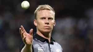 New Zealand's Scott Kuggeleijn catches the ball.(AFP) New Zealand's Scott Kuggeleijn catches the ball.(AFP)