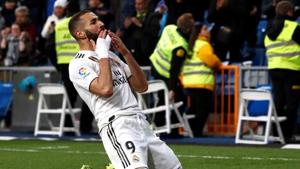 Real Madrid's Karim Benzema celebrates after scoring a goal.(Reuters) Real Madrid's Karim Benzema celebrates after scoring a goal.(Reuters)