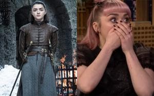 Maisie Williams dropped a Game of Thrones spoiler on The Tonight Show Starring Jimmy Fallon. Maisie Williams dropped a Game of Thrones spoiler on The Tonight Show Starring Jimmy Fallon.