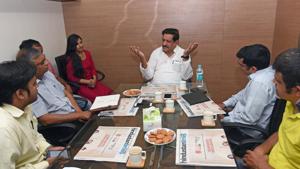 Former Chief Minister of Maharashtra Prithviraj Chavan in HT Pune office, Monday, April 1, 2019.(Pratham Gokhale/HT Photo) Former Chief Minister of Maharashtra Prithviraj Chavan in HT Pune office, Monday, April 1, 2019.(Pratham Gokhale/HT Photo)