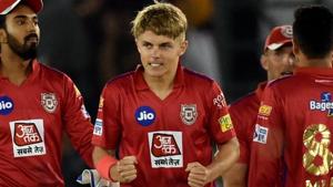 Sam Curran celebrates KXIP’s victory over DC on Monday.(PTI) Sam Curran celebrates KXIP’s victory over DC on Monday.(PTI)