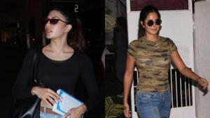 Katrina and Jacqueline step out in two different casual looks.(Varinder Chawla) Katrina and Jacqueline step out in two different casual looks.(Varinder Chawla)