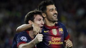Barcelona's Lionel Messi and David Villa celebrate a goal on September 19, 2012.(REUTERS) Barcelona's Lionel Messi and David Villa celebrate a goal on September 19, 2012.(REUTERS)