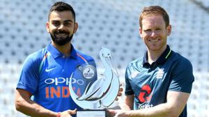 File image of India skipper Virat Kohli and England captain Eoin Morgan (R).(Getty Images) File image of India skipper Virat Kohli and England captain Eoin Morgan (R).(Getty Images)
