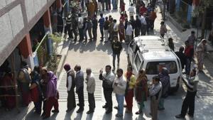 New Delhi, India - Feb. 7, 2015: People waiting in a long queue to cast their vote during the Delhi Assembly Elections, in New Delhi, India, on Saturday, February 7, 2015. (Photo by Sonu Mehta/ Hindustan Times)(Hindustan Times) New Delhi, India - Feb. 7, 2015: People waiting in a long queue to cast their vote during the Delhi Assembly Elections, in New Delhi, India, on Saturday, February 7, 2015. (Photo by Sonu Mehta/ Hindustan Times)(Hindustan Times)