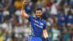 Mumbai Indians' bowler Hardik Pandya celebrates after taking the wicket of Chennai Super Kings captain Mahendra Singh Dhoni(AFP) Mumbai Indians' bowler Hardik Pandya celebrates after taking the wicket of Chennai Super Kings captain Mahendra Singh Dhoni(AFP)