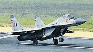 A MiG-29 fighter jet(HT File Photo) A MiG-29 fighter jet(HT File Photo)