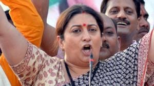 Union minister Smriti Irani is contesting against Congress president Rahul Gandhi at Amethi Lok Sabha seat.(PTI) Union minister Smriti Irani is contesting against Congress president Rahul Gandhi at Amethi Lok Sabha seat.(PTI)