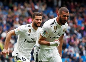 Real Madrid's Karim Benzema celebrates scoring their second goal(REUTERS) Real Madrid's Karim Benzema celebrates scoring their second goal(REUTERS)