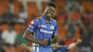 Alzarri Joseph celebrates a wicket with his teammates.(AP) Alzarri Joseph celebrates a wicket with his teammates.(AP)