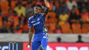 Alzarri Joseph in action.(AFP) Alzarri Joseph in action.(AFP)