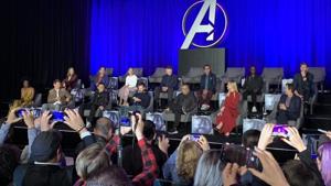 Marvel stars and filmmakers at a recent press event for Avengers: Endgame. Marvel stars and filmmakers at a recent press event for Avengers: Endgame.