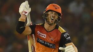 Sunrisers Hyderabad batsman David Warner reacts after playing a shot during the 2019 Indian Premier League.(AFP) Sunrisers Hyderabad batsman David Warner reacts after playing a shot during the 2019 Indian Premier League.(AFP)