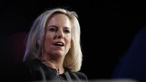 US President Donald Trump on Sunday announced Homeland Security Secretary Kirstjen Nielsen, the front-line defender of the administration’s controversial immigration policies, would leave her position.(AP Photo) US President Donald Trump on Sunday announced Homeland Security Secretary Kirstjen Nielsen, the front-line defender of the administration’s controversial immigration policies, would leave her position.(AP Photo)