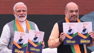 The BJP manifesto has also made space for the Sabarimala issue, on which the Sangh and its affiliates have criticised the Supreme Court for interfering in what they called was a “matter of faith”.(Arvind Yadav/HT PHOTO) The BJP manifesto has also made space for the Sabarimala issue, on which the Sangh and its affiliates have criticised the Supreme Court for interfering in what they called was a “matter of faith”.(Arvind Yadav/HT PHOTO)