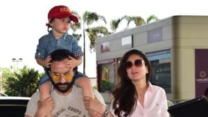 Kareena Kapoor, Saif Ali Khan and Taimur at Mumbai airport on Wednesday.(Varinder Chawla) Kareena Kapoor, Saif Ali Khan and Taimur at Mumbai airport on Wednesday.(Varinder Chawla)