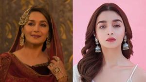 A look at the breathtaking jewellery from Kalank, as seen on Alia Bhatt, Madhuri Dixit and Sonakshi Sinha(Madhuri Dixits’s image :Zee Music Company/Youtube; Alia Bhatt’s image: Instagram) A look at the breathtaking jewellery from Kalank, as seen on Alia Bhatt, Madhuri Dixit and Sonakshi Sinha(Madhuri Dixits’s image :Zee Music Company/Youtube; Alia Bhatt’s image: Instagram)