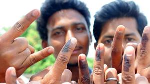 Ranchi, Jharkhand, INDIA – April 17: (FILE PHOTO) Rural first time voters happily showing their voting mark after casting their votes for 2nd phase election of Lok Sabha poll for Ranchi constituency at a polling booth at Rampur in Ranchi on Thursday April 17, 2014-PHOTO FOR REPRESENTATIONAL PURPOSE(Parwaz Khan-Hindustan Times) Ranchi, Jharkhand, INDIA – April 17: (FILE PHOTO) Rural first time voters happily showing their voting mark after casting their votes for 2nd phase election of Lok Sabha poll for Ranchi constituency at a polling booth at Rampur in Ranchi on Thursday April 17, 2014-PHOTO FOR REPRESENTATIONAL PURPOSE(Parwaz Khan-Hindustan Times)