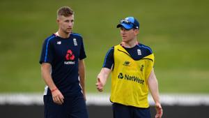 England captain Eoin Morgan (r) chats with Joe Root during an England training session ahead of the First ODI v New Zealand Black Caps at Seddon Park on February 23, 2018 in Hamilton, New Zealand.(Getty Images) England captain Eoin Morgan (r) chats with Joe Root during an England training session ahead of the First ODI v New Zealand Black Caps at Seddon Park on February 23, 2018 in Hamilton, New Zealand.(Getty Images)