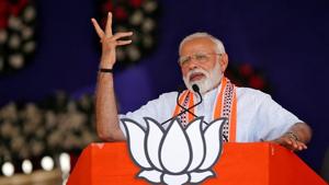 Prime Minister Narendra Modi addresses an election rally in Junagadh, Gujarat on Wednesday.(REUTERS) Prime Minister Narendra Modi addresses an election rally in Junagadh, Gujarat on Wednesday.(REUTERS)