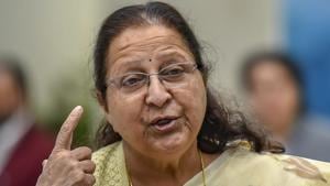 “Politics cannot be compared with government jobs. Retirement age in government service is pre-determined. However, this cannot be done in politics because politicians are directly involved with happiness and sorrows of the common people and work for them beyond deadlines,” Mahajan said.(PTI) “Politics cannot be compared with government jobs. Retirement age in government service is pre-determined. However, this cannot be done in politics because politicians are directly involved with happiness and sorrows of the common people and work for them beyond deadlines,” Mahajan said.(PTI)