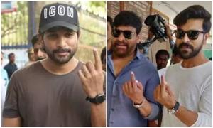 Chiranjeevi returned from Japan in time to cast his vote. Chiranjeevi returned from Japan in time to cast his vote.