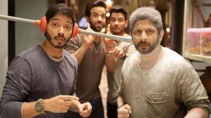 Shreyas Talpade, Tusshar Kapoor, Kunal Kemmu and Arshad Warsi in a still from Golmaal Again. Shreyas Talpade, Tusshar Kapoor, Kunal Kemmu and Arshad Warsi in a still from Golmaal Again.