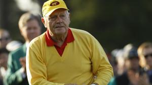 Jack Nicklaus hits a ceremonial tee shot on the first hole during the first round for the Masters golf tournament.(AP) Jack Nicklaus hits a ceremonial tee shot on the first hole during the first round for the Masters golf tournament.(AP)