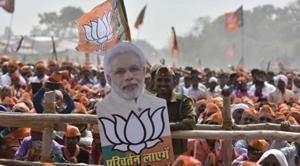 BJP supporters at PM Narendra Modi rally at Mirzapur in Varanasi, India, on Friday, March 3, 2017. (Photo by Arun Sharma/ Hindustan Times) Uttar Pradesh, Election, Rally, Polls, BJP, Congress, BSP, Campaign(Arun Sharma/HT PHOTO) BJP supporters at PM Narendra Modi rally at Mirzapur in Varanasi, India, on Friday, March 3, 2017. (Photo by Arun Sharma/ Hindustan Times) Uttar Pradesh, Election, Rally, Polls, BJP, Congress, BSP, Campaign(Arun Sharma/HT PHOTO)