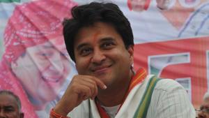 The party repeated four-time sitting MP and party general secretary Jyotiraditya Scindia from Guna in Madhya Pradesh.(HT Photo) The party repeated four-time sitting MP and party general secretary Jyotiraditya Scindia from Guna in Madhya Pradesh.(HT Photo)