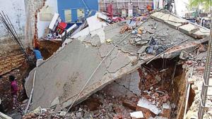 The one-storey building in Sector 13 is located in the 900-metre radius of IAF ammunition depot, where no new construction is allowed as per a Sept 2016 Punjab and Haryana HC order.(Yogendra Kumar/HT) The one-storey building in Sector 13 is located in the 900-metre radius of IAF ammunition depot, where no new construction is allowed as per a Sept 2016 Punjab and Haryana HC order.(Yogendra Kumar/HT)