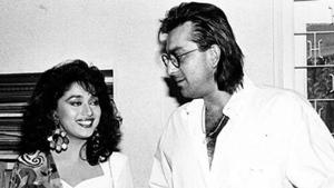 Madhuri Dixit and Sanjay Dutt in a file photo. Madhuri Dixit and Sanjay Dutt in a file photo.