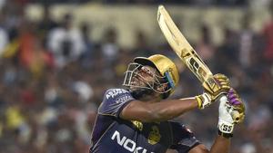 Kolkata: Kolkata Knight Riders (KKR) batsman Andre Russell plays a shot during the Indian Premier League 2019 (IPL T20) cricket match between Delhi Capitals(DC) and Kolkata Knight Riders.(PTI) Kolkata: Kolkata Knight Riders (KKR) batsman Andre Russell plays a shot during the Indian Premier League 2019 (IPL T20) cricket match between Delhi Capitals(DC) and Kolkata Knight Riders.(PTI)