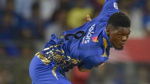 Mumbai: Mumbai Indians' Alzarri Joseph in action during Indian Premier League 2019.(PTI) Mumbai: Mumbai Indians' Alzarri Joseph in action during Indian Premier League 2019.(PTI)