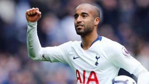 Tottenham's Lucas Moura celebrates with the match ball.(REUTERS) Tottenham's Lucas Moura celebrates with the match ball.(REUTERS)