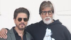 Actors Amitabh Bachchan and Shah Rukh Khan during the promotions of Badla in Mumbai.(IANS) Actors Amitabh Bachchan and Shah Rukh Khan during the promotions of Badla in Mumbai.(IANS)