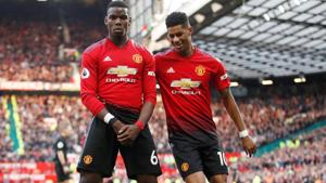 Manchester United's Paul Pogba celebrates scoring their second goal with Marcus Rashford.(Action Images via Reuters) Manchester United's Paul Pogba celebrates scoring their second goal with Marcus Rashford.(Action Images via Reuters)