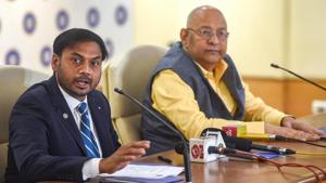 Mumbai: Chairman BCCI Selection Committee M.S.K. Prasad along with BCCI acting secretary Amitabh Choudhary address the media during a press conference at the BCCI headquarters in Mumbai, Friday, Feb. 15, 2019(PTI) Mumbai: Chairman BCCI Selection Committee M.S.K. Prasad along with BCCI acting secretary Amitabh Choudhary address the media during a press conference at the BCCI headquarters in Mumbai, Friday, Feb. 15, 2019(PTI)