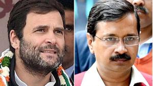 Rahul Gandhi tweeted on Monday that a tie-up between the two parties would rout the BJP and offered four of Delhi’s seven Lok Sabha seats to AAP.(File Photo)