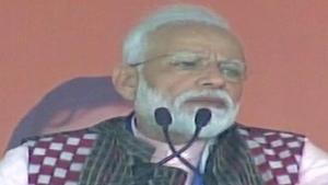 Prime Minister Narendra Modi addressing a public rally at Sambalpur in Odisha on Tuesday.(Twitter/@ANI) Prime Minister Narendra Modi addressing a public rally at Sambalpur in Odisha on Tuesday.(Twitter/@ANI)
