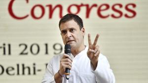 Congress leaders have termed it a game-changer in the ongoing elections with Rahul Gandhi himself calling it a final assault on poverty.(HT PHOTO)