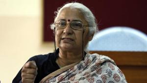 Medha Patkar at SM Joshi Hall(Rahul Raut/HT PHOTO)