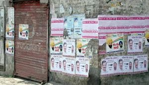 Over three lakh hoardings, banners and posters of political parties have been removed from various parts of Delhi till date.(HT File / Representational Photo) Over three lakh hoardings, banners and posters of political parties have been removed from various parts of Delhi till date.(HT File / Representational Photo)