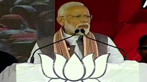 Prime Minister Narendra Modi adresses a rally in Madha, Maharashtra(PTI)