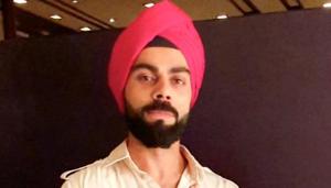 Virat Kohli posted a picture wearing a turban.(Twitter) Virat Kohli posted a picture wearing a turban.(Twitter)