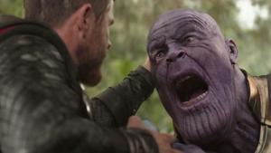 Thor vs Thanos in a still from Avengers: Infinity War. Thor vs Thanos in a still from Avengers: Infinity War.