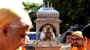 Navi Mumbai, India - April 17, 2019:Jain community celebrates Mahavir Jayanti with procession from Jain Mandir to Sector-14 Vashi during Mahavir Jayanti at Vashi in Navi Mumbai, India, on Wednesday, April 17, 2019. (Photo by Bachchan Kumar/ Hindustan Times)(Hindustan Times) Navi Mumbai, India - April 17, 2019:Jain community celebrates Mahavir Jayanti with procession from Jain Mandir to Sector-14 Vashi during Mahavir Jayanti at Vashi in Navi Mumbai, India, on Wednesday, April 17, 2019. (Photo by Bachchan Kumar/ Hindustan Times)(Hindustan Times)