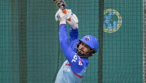 New Delhi: Delhi Capitals batsman Rishabh Pant in action during a training session ahead of the Indian Premier League 2019 cricket match against Mumbai Indians in New Delhi, Wednesday, April 17, 2019(PTI) New Delhi: Delhi Capitals batsman Rishabh Pant in action during a training session ahead of the Indian Premier League 2019 cricket match against Mumbai Indians in New Delhi, Wednesday, April 17, 2019(PTI)