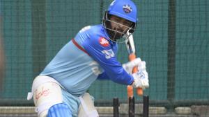 Rishabh Pant plays a shot during the practice session ahead of their IPL cricket match with Mumbai Indians (MI).(Burhaan Kinu/HT PHOTO) Rishabh Pant plays a shot during the practice session ahead of their IPL cricket match with Mumbai Indians (MI).(Burhaan Kinu/HT PHOTO)