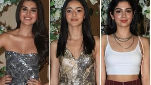Tara Sutaria, Ananya Panday and Khushi Kapoor at Manish Malhotra's party.(Varinder Chawla) Tara Sutaria, Ananya Panday and Khushi Kapoor at Manish Malhotra's party.(Varinder Chawla)